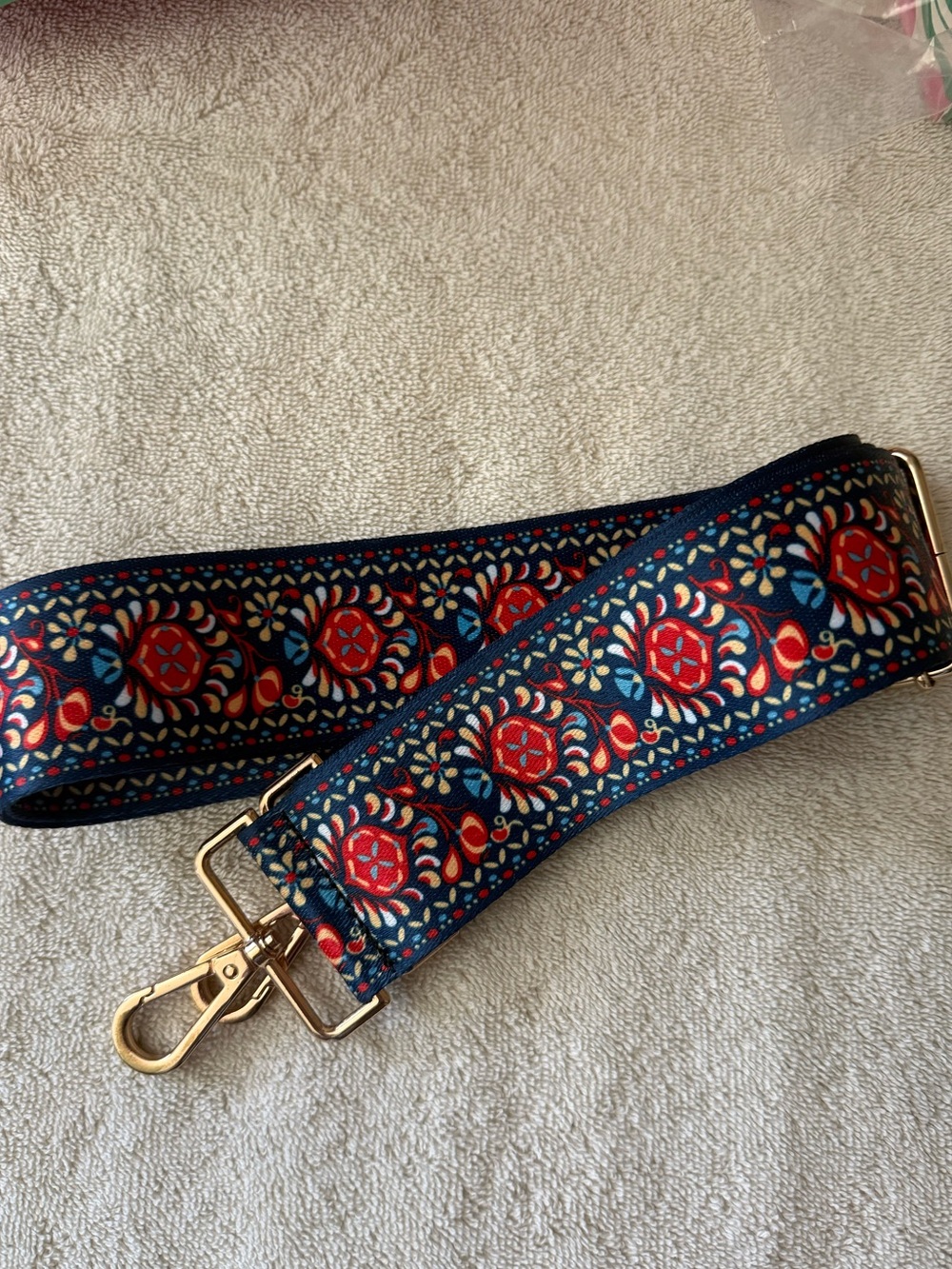 Guitar purse bag strap floral Bohemian pattern NWOT w/ pouch - Picture 4 of 14